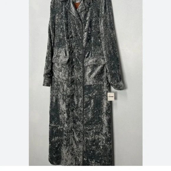 Free People Soho Crushed Velvet Duster Trench Jacket - Picture 3 of 11